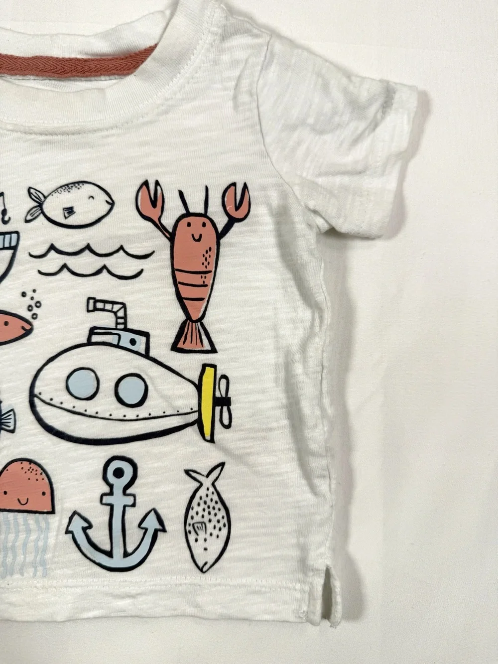 CARTERS Baby Boys White Ocean Sea Life Graphic T-Shirt 100% Cotton Size 6 Month